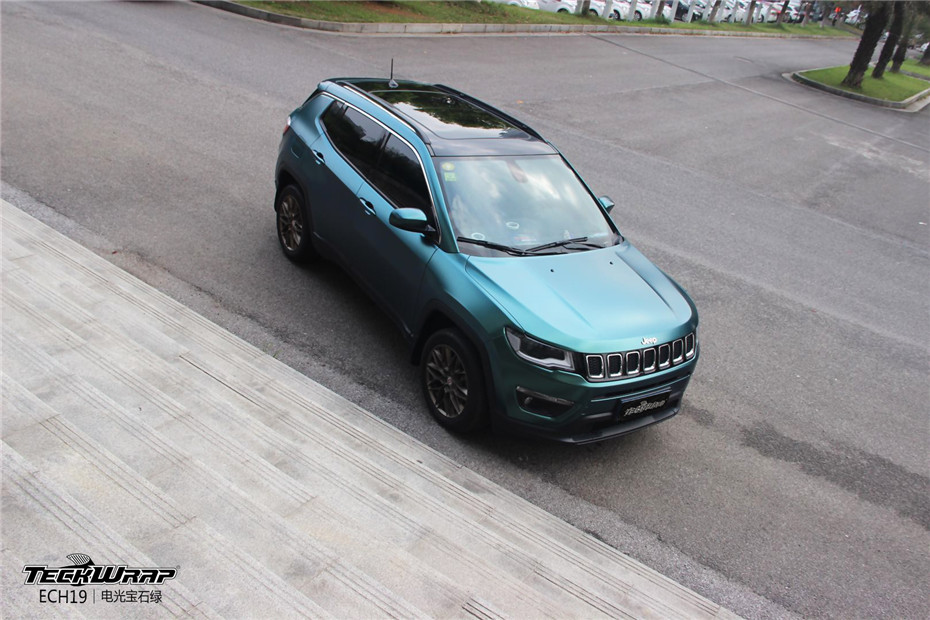 jeep指南者汽车改色贴膜teckwrap美国秃鹰ech19电光宝石绿