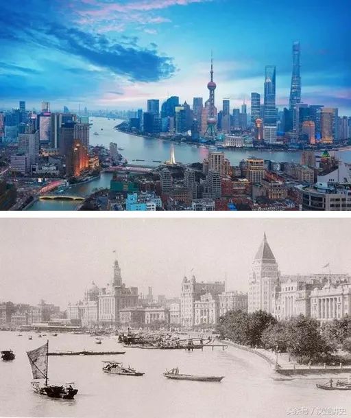 外滩的今昔对比1949年后,特别是改革开放后,我们迎来了上海金融业