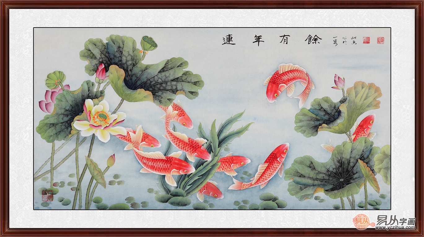旺财的客厅装饰画有哪些三款九鱼图带来家居好风水