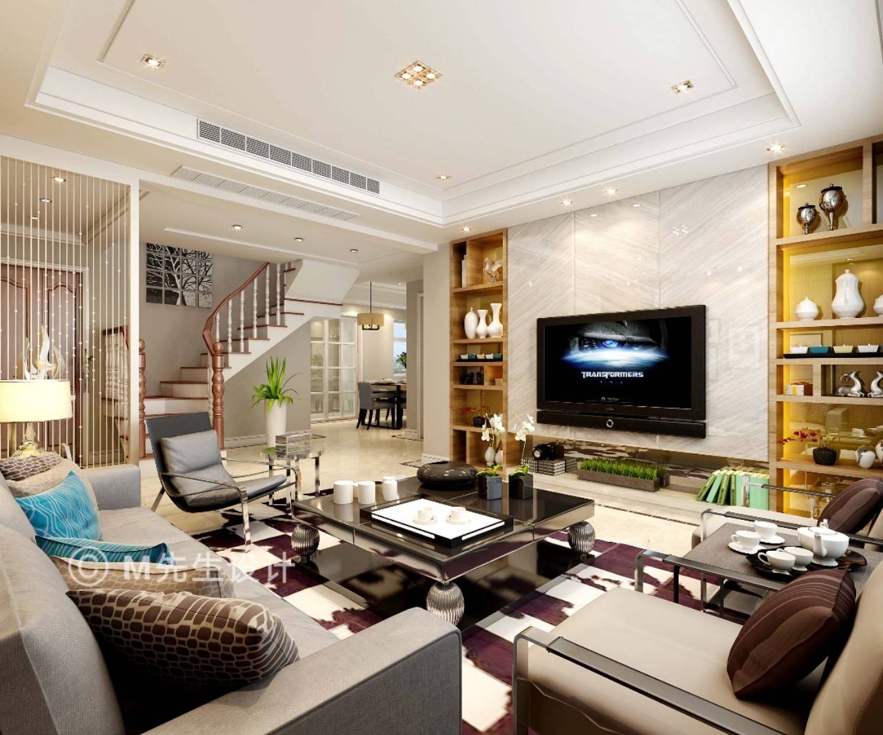 很靓眼的复式楼现代风格设计样板房,年轻人都爱