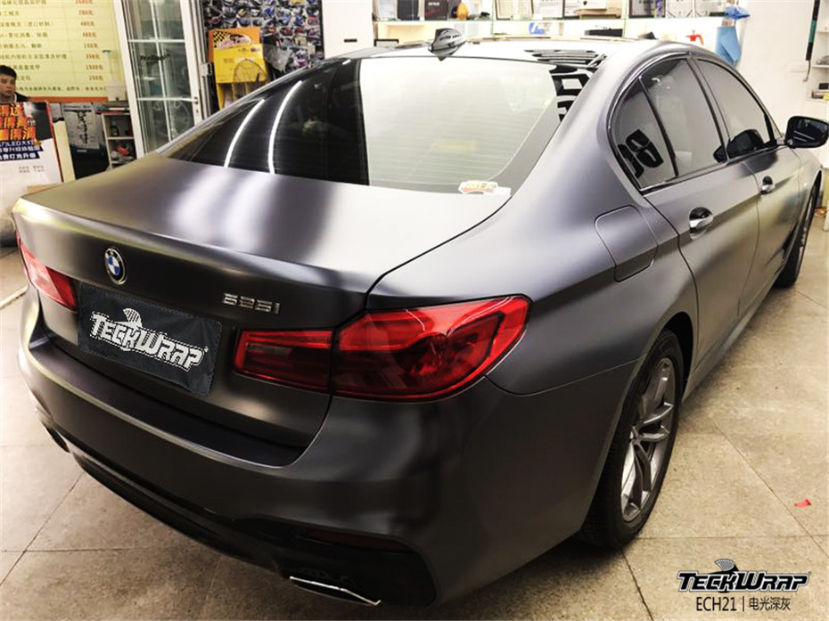 宝马525i汽车改色贴膜teckwrap美国秃鹰ech21电光深灰