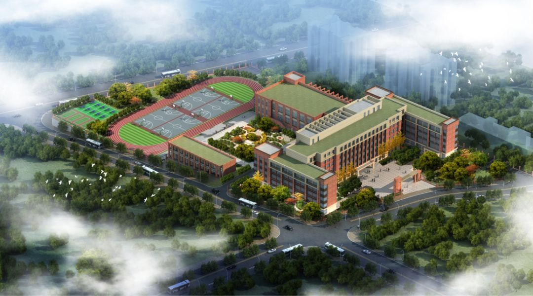 龙洲湾新建一所中学主体已基本完工附近的学生上学更方便了