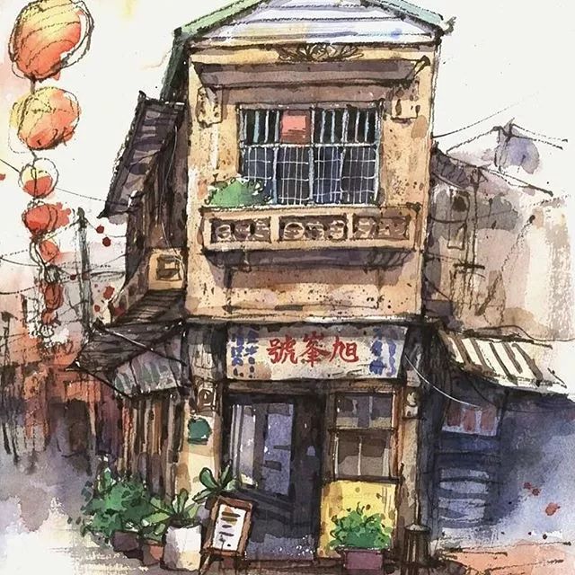 水彩下的世界看见台湾街景独特美感