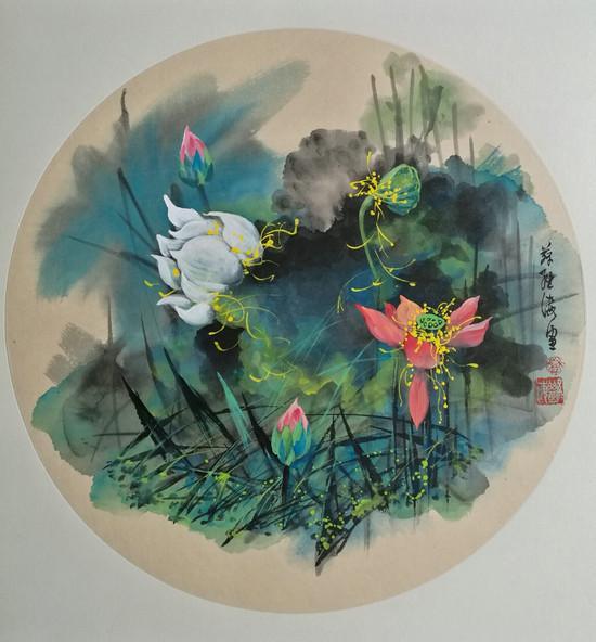 彩绘心绣菡萏花开苏继海彩墨荷花赏谈