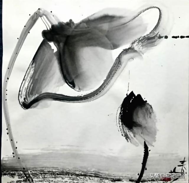 观画行者郑泰均水墨莲花