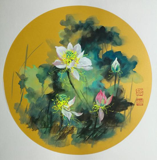 彩绘心绣菡萏花开苏继海彩墨荷花赏谈