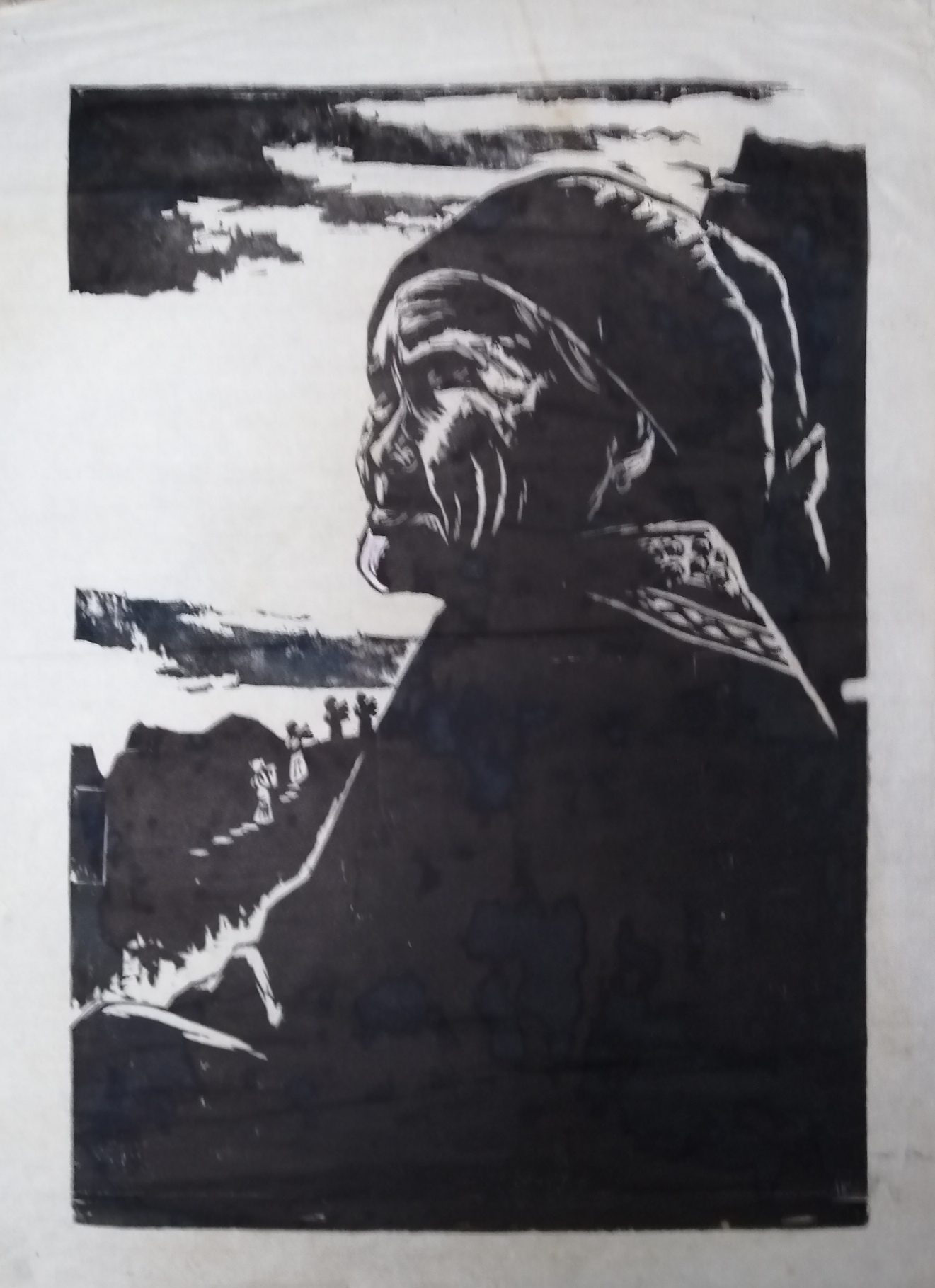 检旧作版画大山发以祝母亲节随笔杨春熙