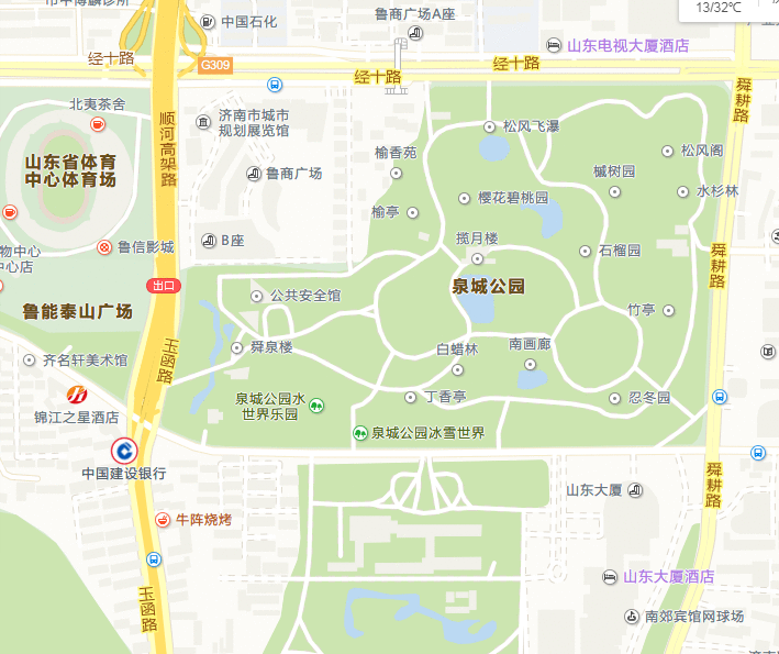 泉城公园地图平面图图片