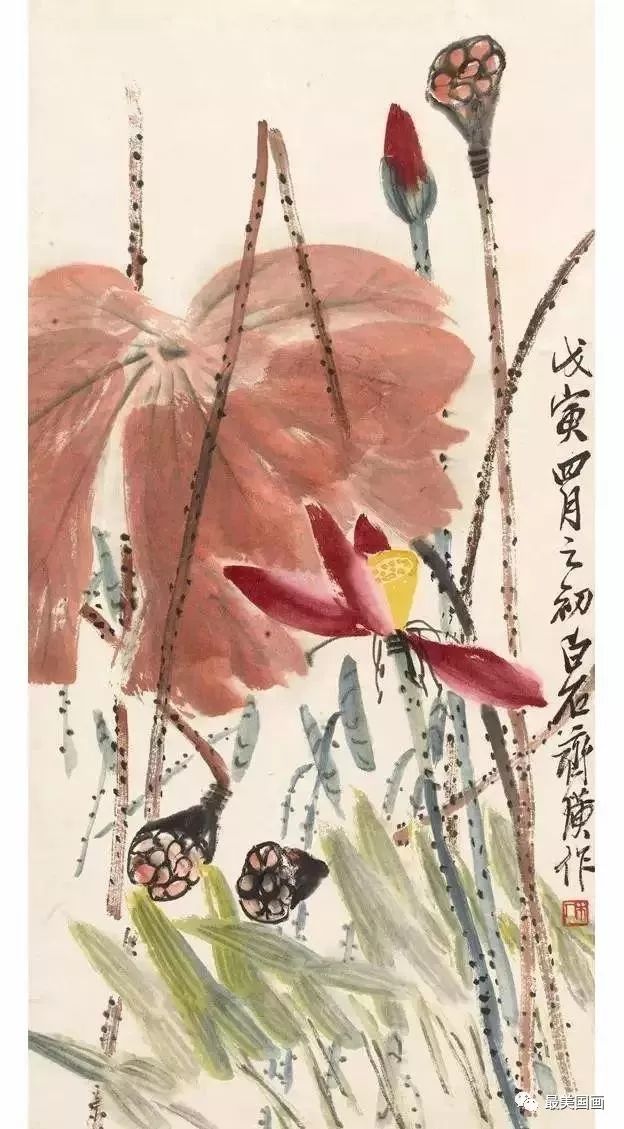 齐白石画秋荷,不流习气!_荷花