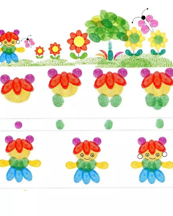 幼儿园手指印画制作幼师家长收藏咯