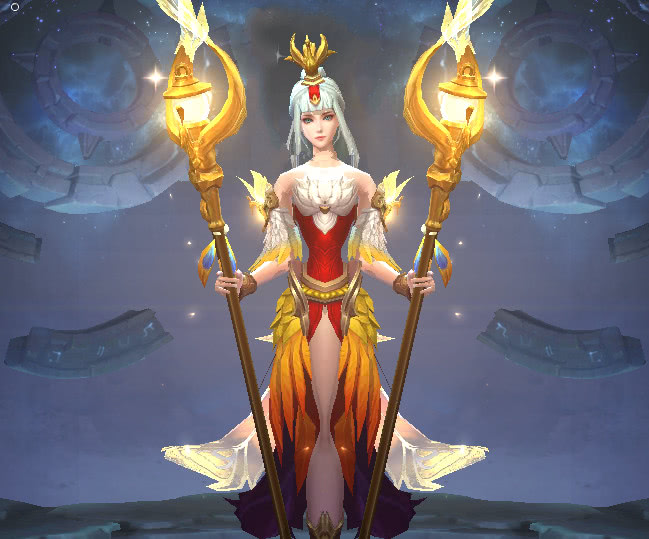 这款皮肤是王昭君的凤凰于飞,昭君手上的法杖是由凤凰化成的,比自己的