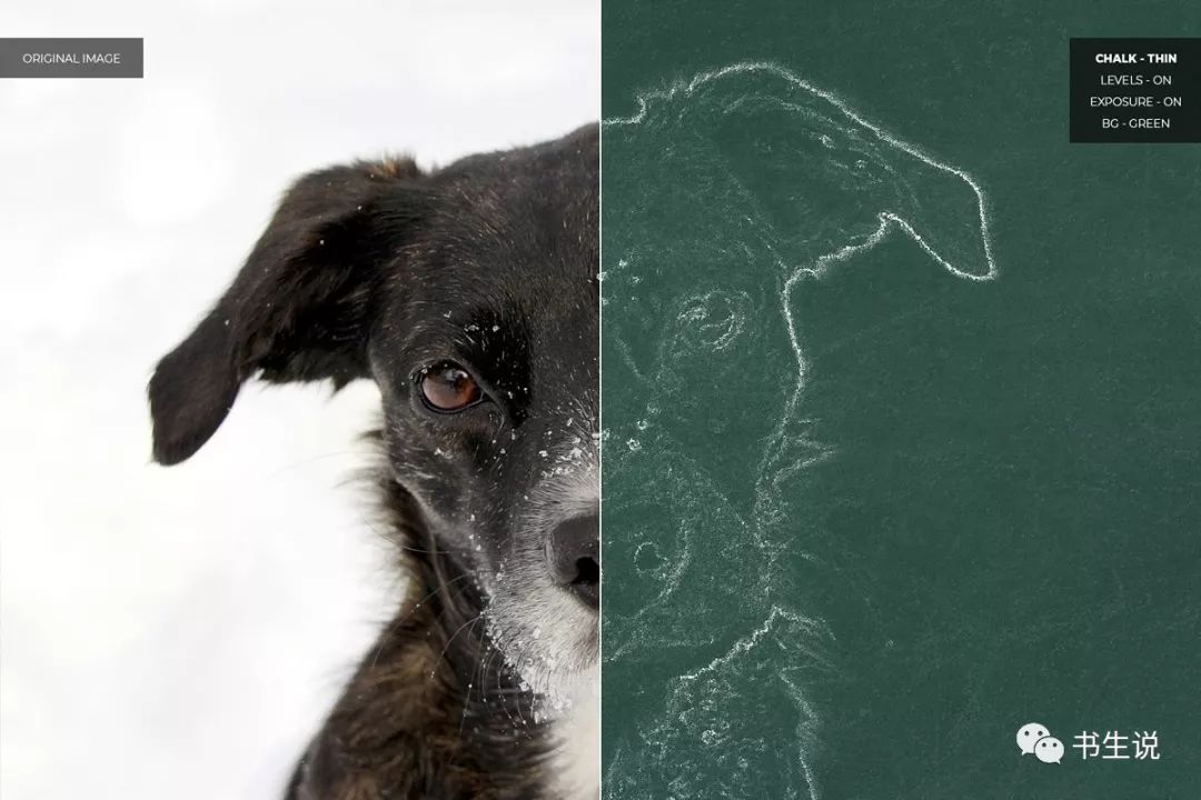 一键人像照片转黑板粉笔字画特效ps动作chalkeffectphotoshopaction