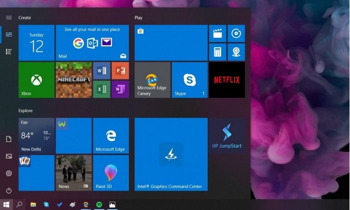 windows 10 2019年5月更新中的开始菜单经过进行细微更改