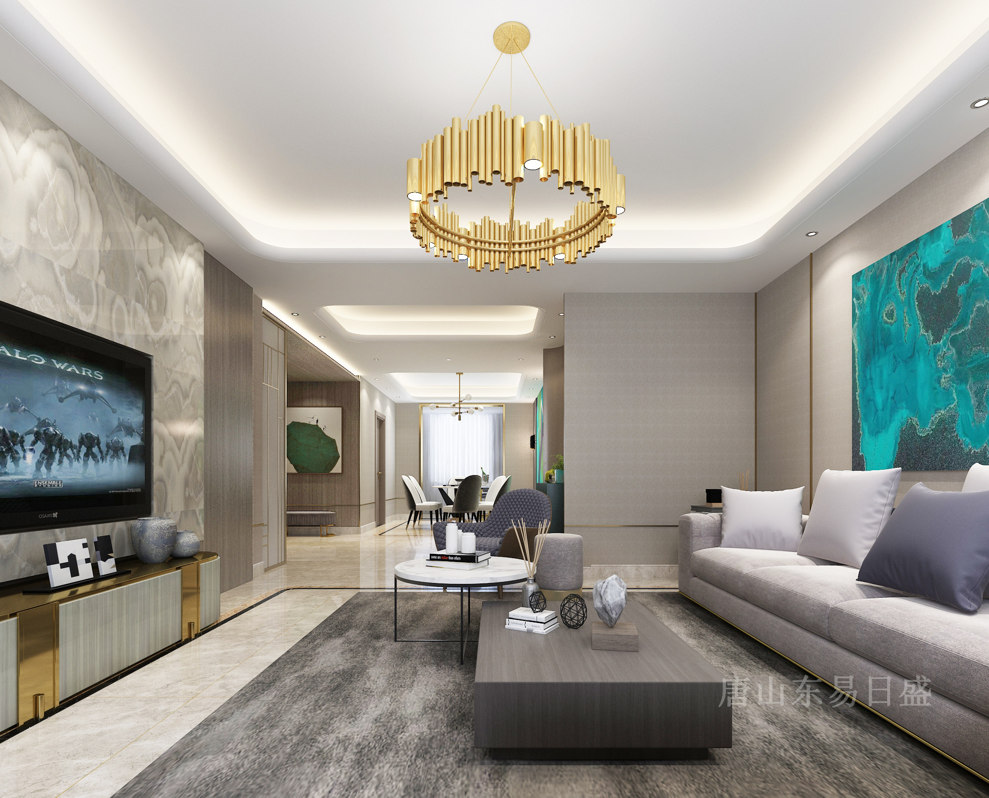 【唐山东易日盛】170平浭阳华府轻奢风格三室装修效果图