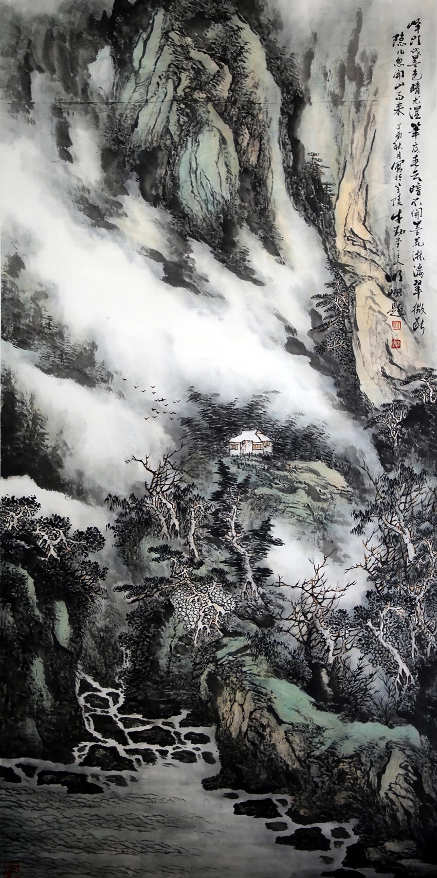 笔耕不辍五十载朱明昆山水画展南京开幕