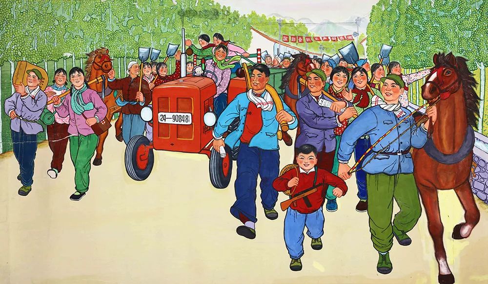 作品运用中国传统绘画手法,描绘了党的七次全国代表大会胜利召开的