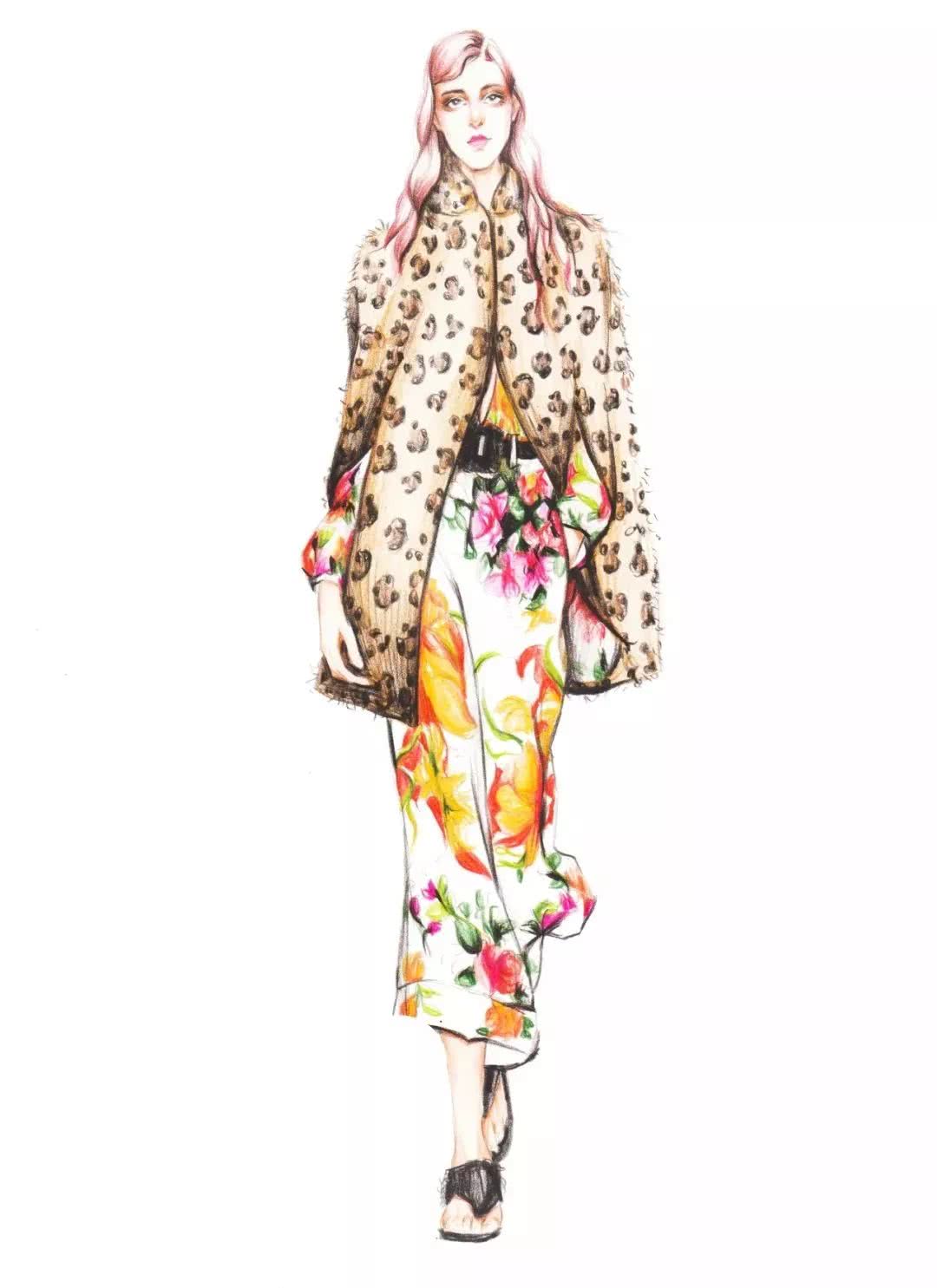 时装手绘 | 豹纹图案表现技法,彩色铅笔画豹纹皮,你们会了吗?