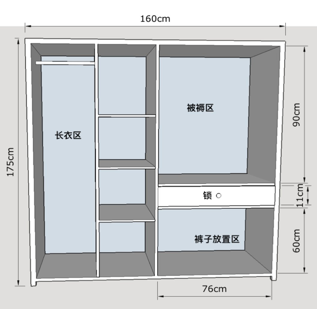 衣柜按此方式,我绘制了其他几件家具的图纸,并将它们贴入 ppt ,然后与