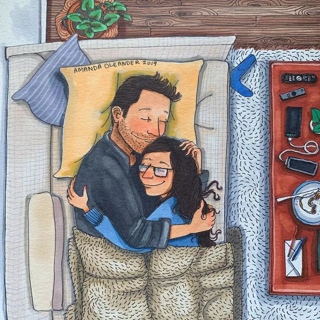 大部分的插图 都是受男朋友的启发 所以在她的插画中展现的最多的就是