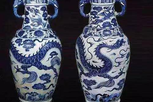 中国　青花　雲龍文瓶　C　3571B 中国青花雲龍文瓶C3571B