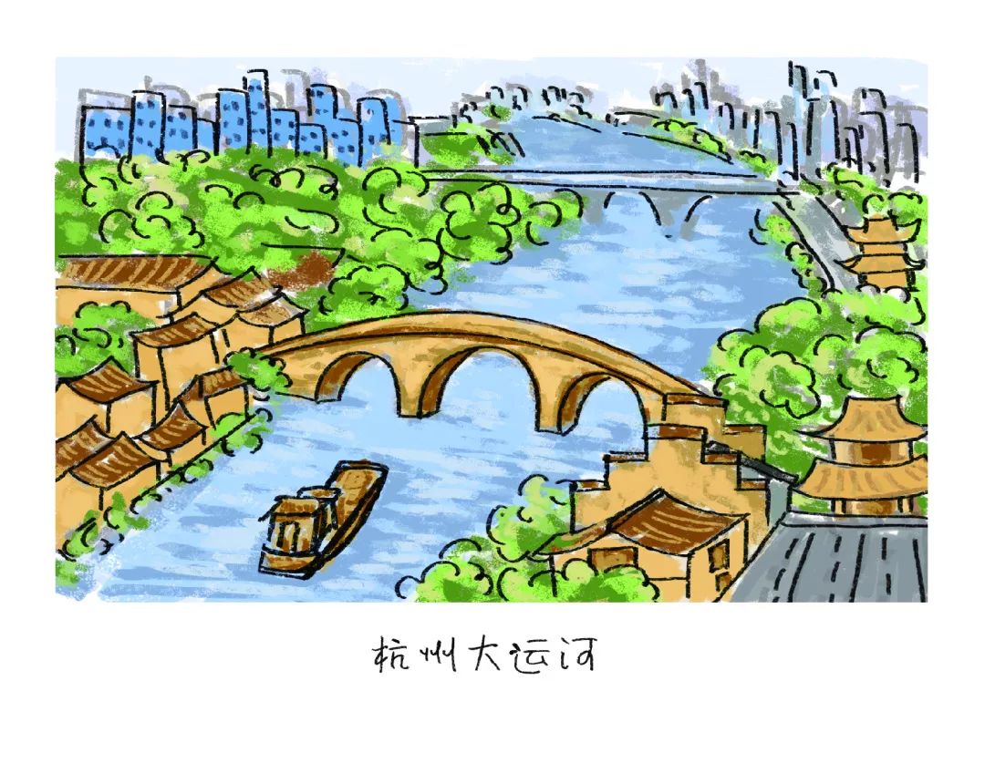 京杭运河简笔画图片