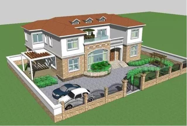 推荐一套带小院的乡村二层别墅,适用于面宽大进深小的地形