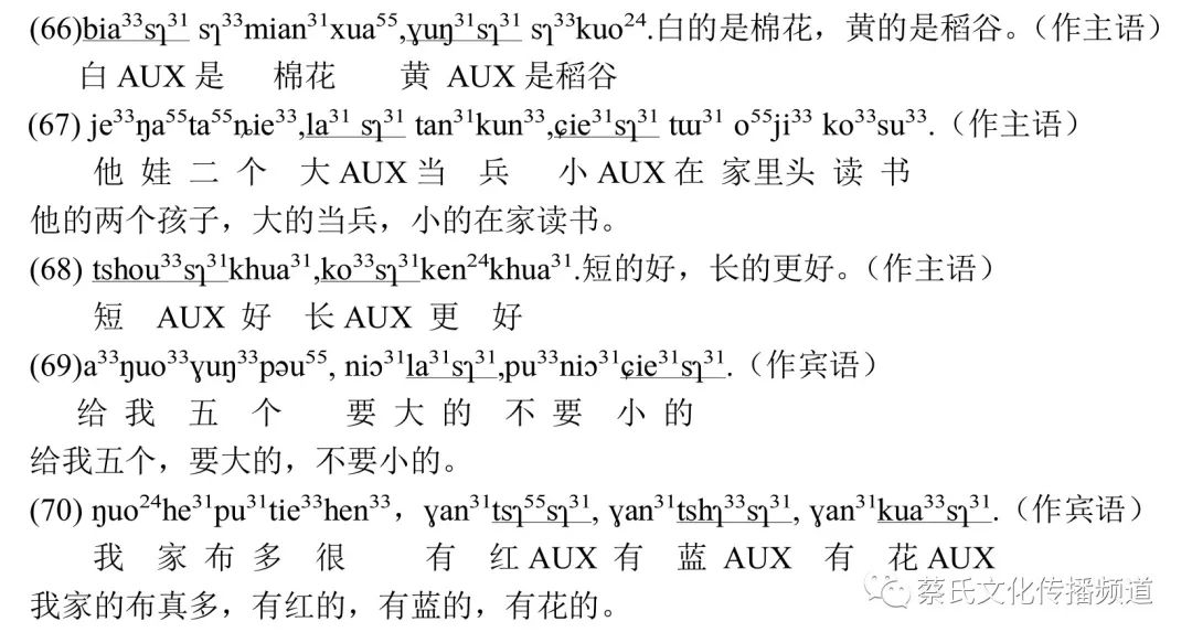 ②本文蔡家话语料来自于笔者在贵州赫章的田野调查,发音合作人李文太