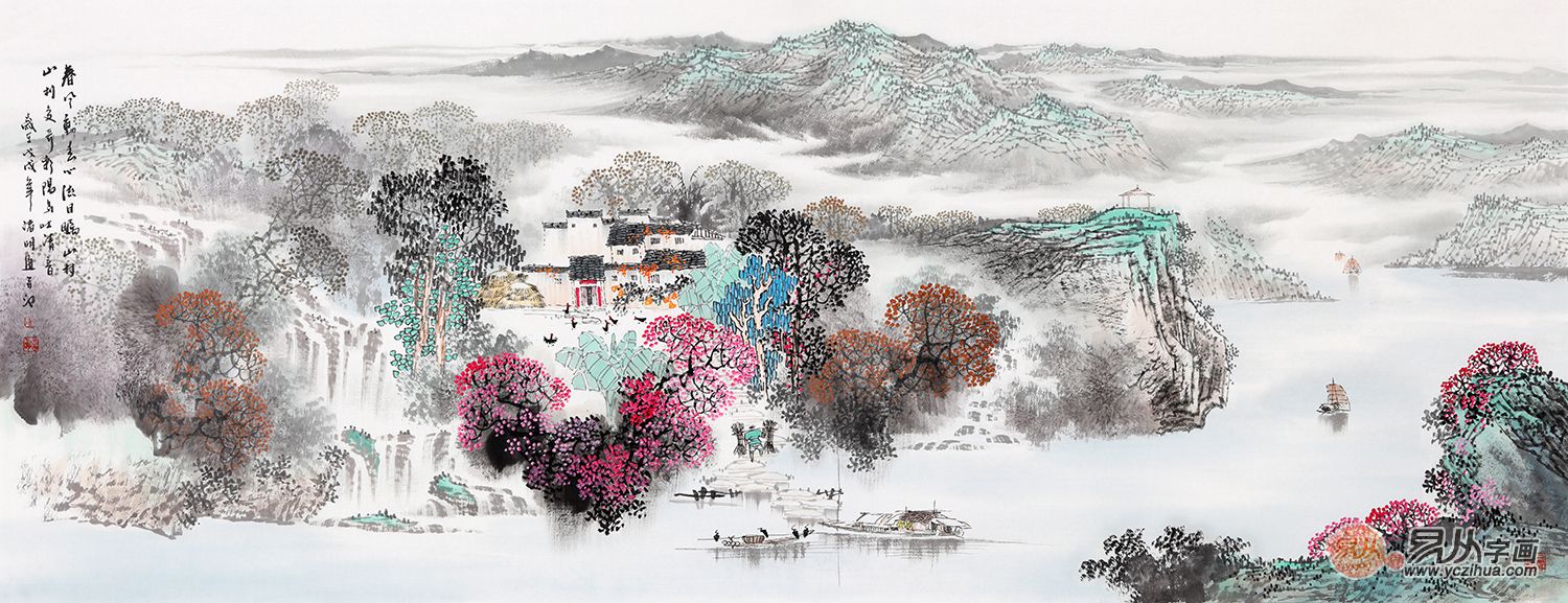 诸明最新力作六尺横幅写意国画《春风动春心》