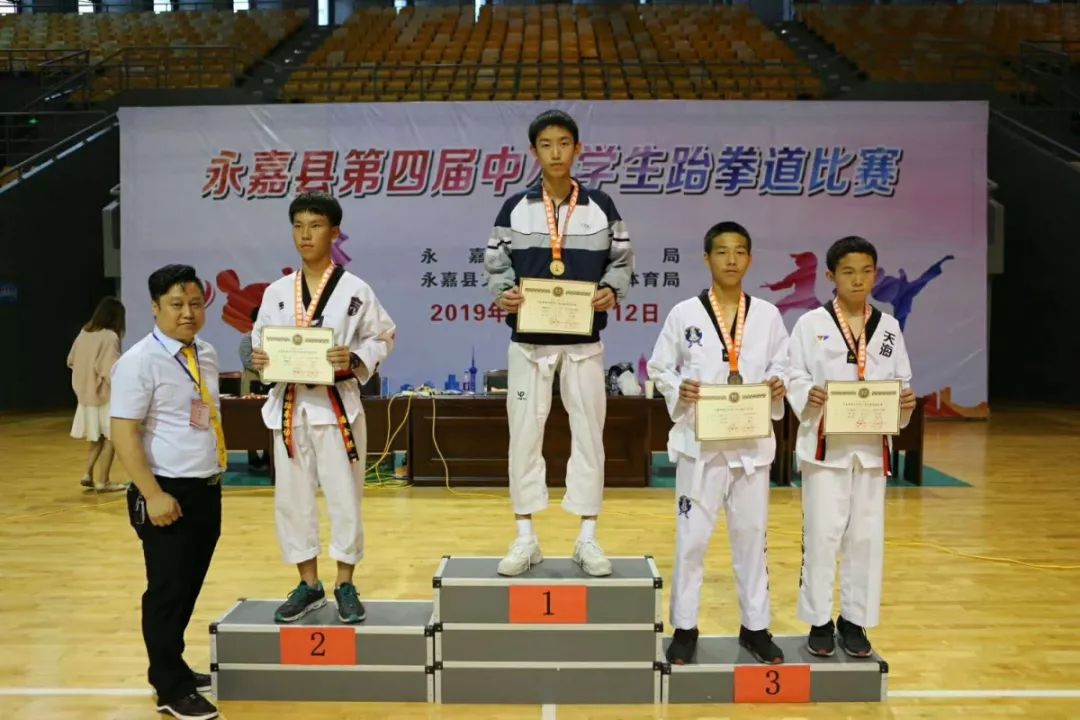 总分前三名;永嘉体校,瓯北五中,瓯北一中分获初中组团体总分前三名