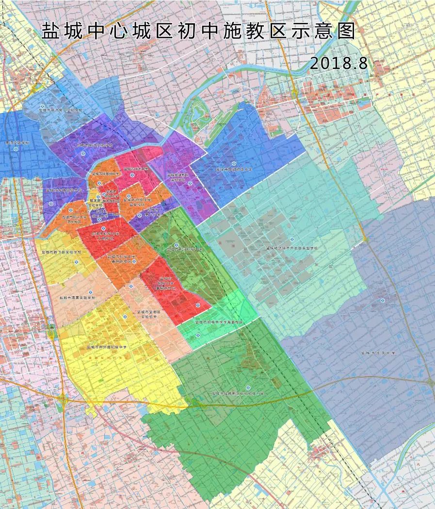 盐城初中学区划分图图片
