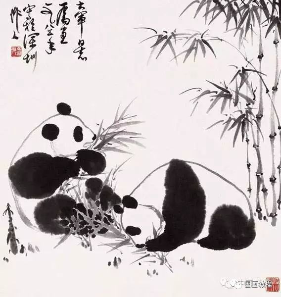 水墨熊猫的画法图片