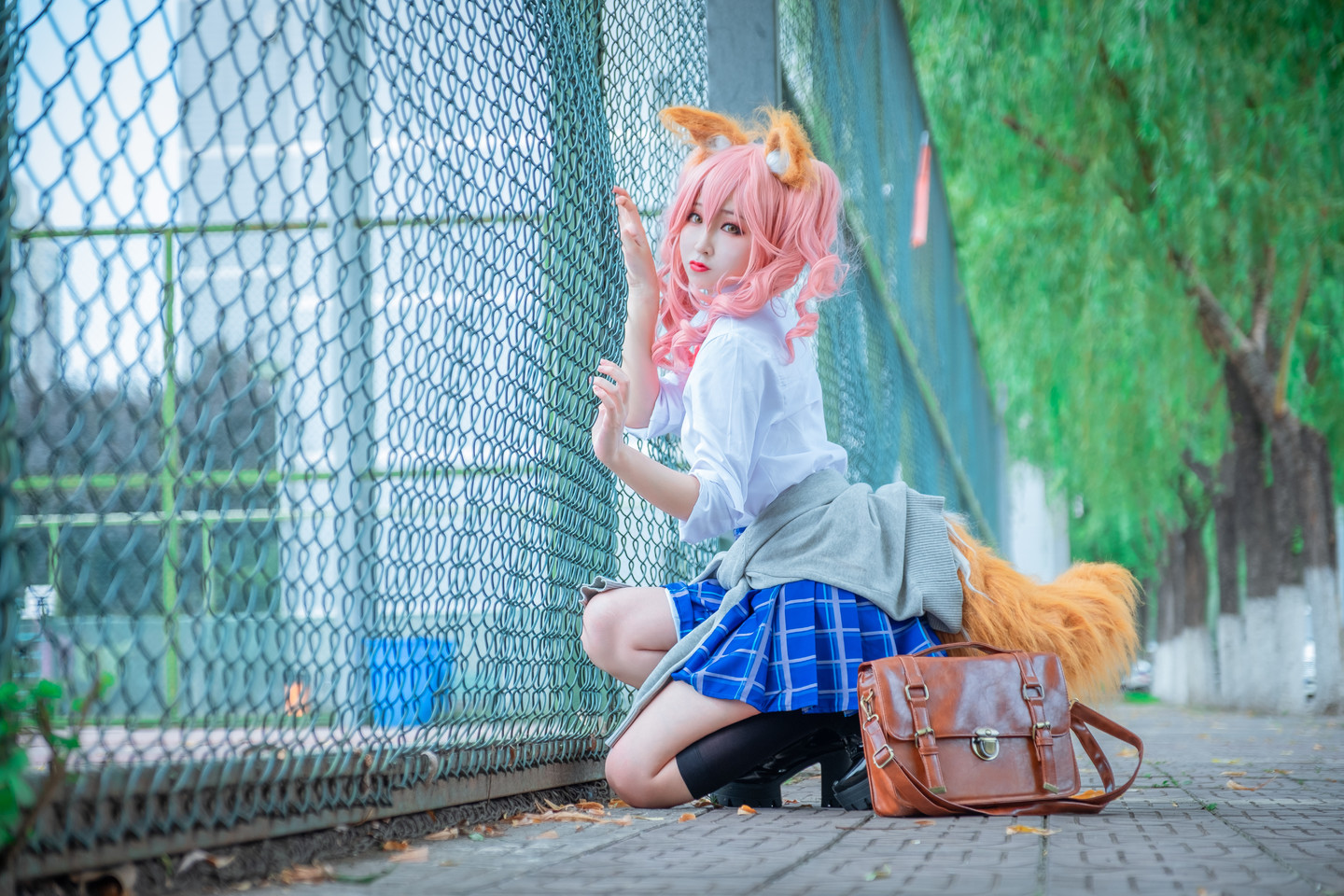 cos:校园操场围栏外的玉藻前.