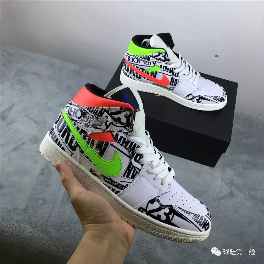 air jordan 1 mid aj1中帮 鸳鸯涂鸦篮球鞋 554724-119air jordan 1