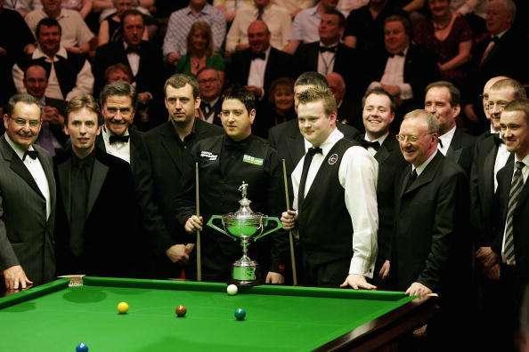 斯诺克大师们合影且一般斯诺克的比赛基本都是以男生为主,参加各大项