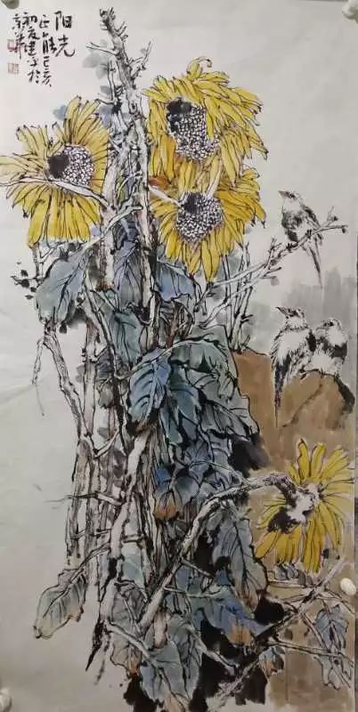 中国美网推荐花鸟向人闲朱建平花鸟作品赏析