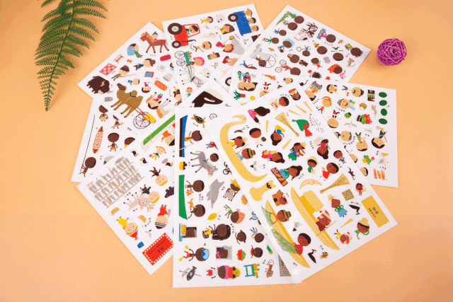 儿童节礼物开团可反复黏贴的全景贴纸涂色书知识丰富插画精美超长长长