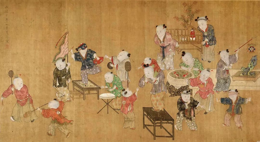 婴戏纹饰源自于道教,佛教信仰影响,至唐代婴戏图已脱离宗教艺术的范畴