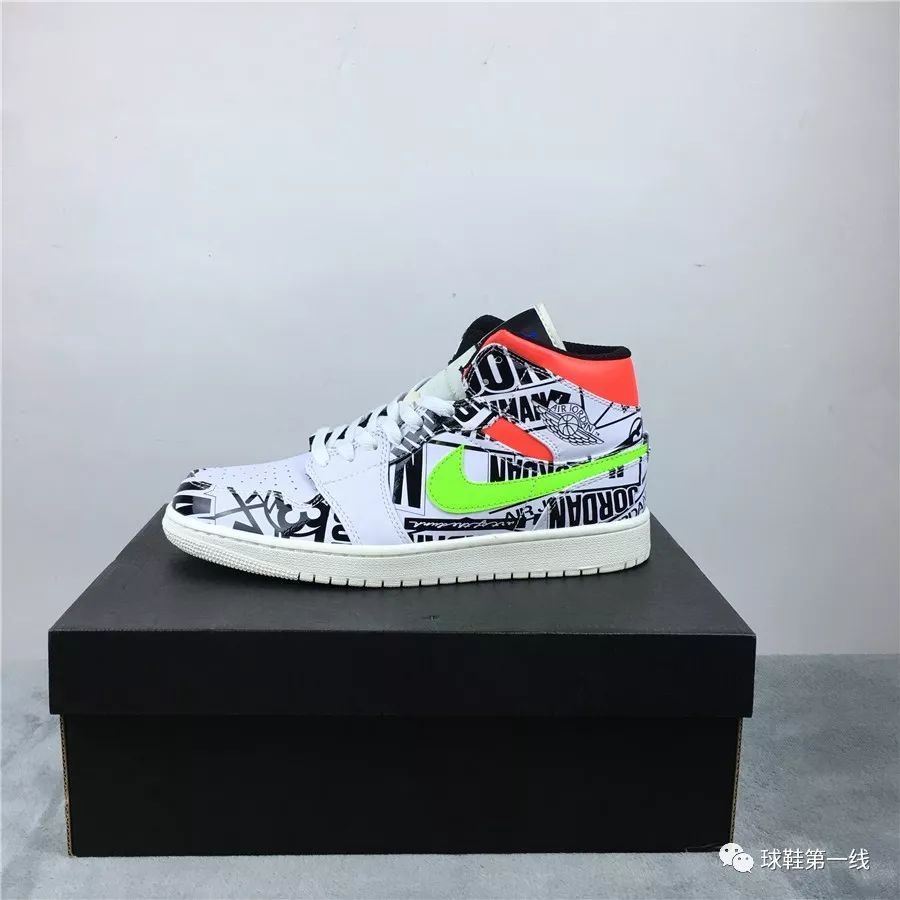 air jordan 1 mid aj1中帮 鸳鸯涂鸦篮球鞋 554724-119air jordan 1