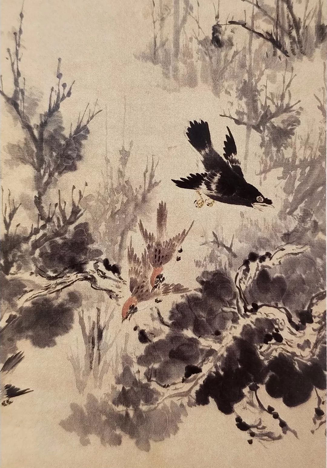 局部:钤印:汪溶书画,慎生长寿,卧听松涛款识:阳景激莓苔,蝌枝去复回.