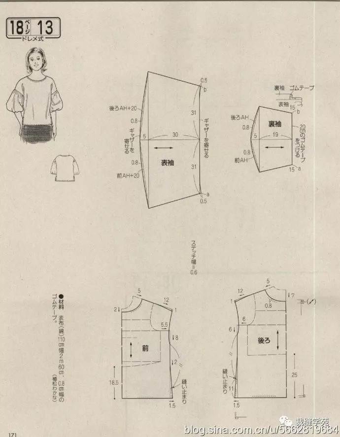 女士短袖上衣裁剪图