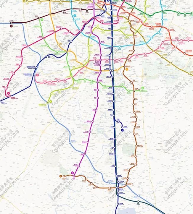 成都地鐵2025年線網圖:18號線最直接分擔1號線客流;5號線,6號線與1