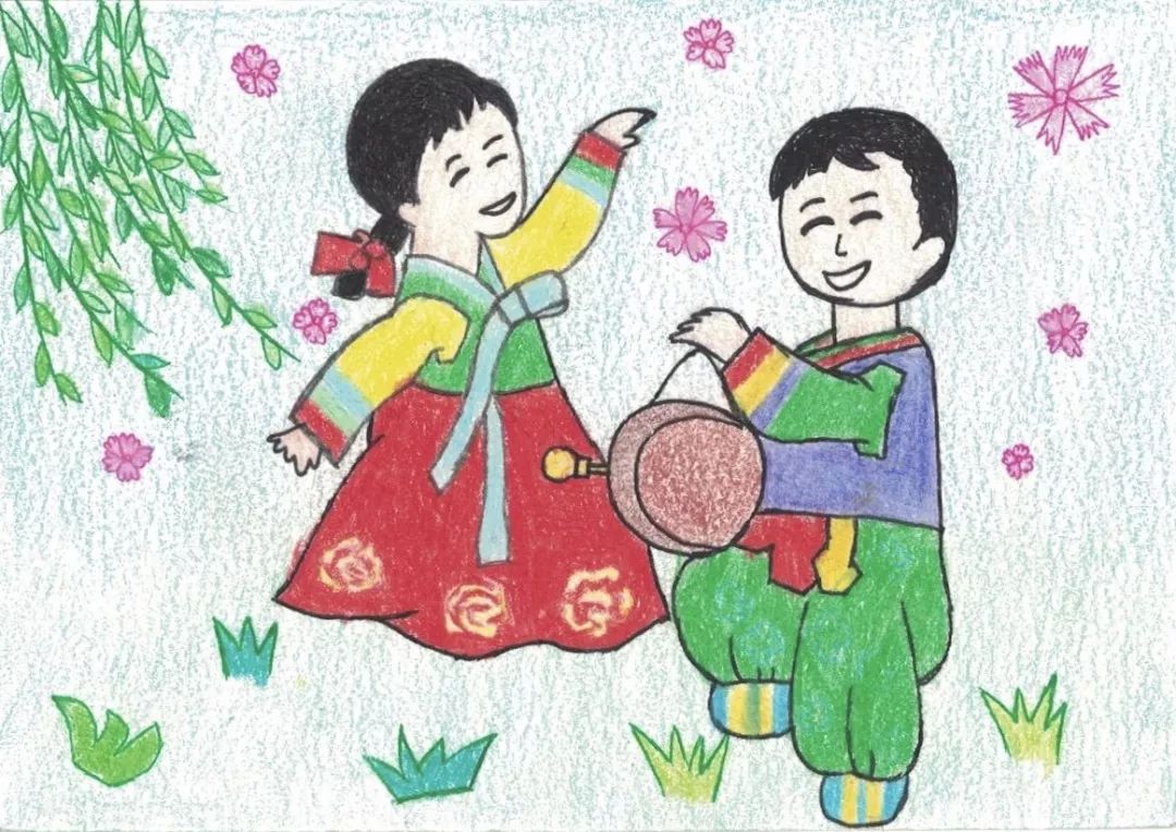 有朝鲜族特色的儿童画图片