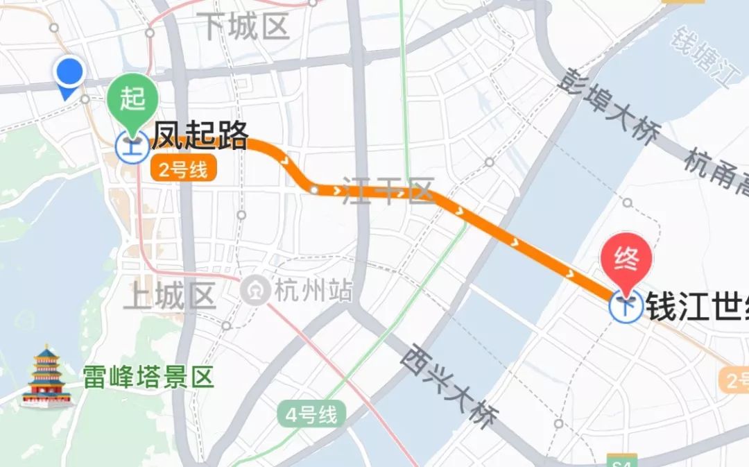 路线3:杭州东站(出发)—地铁1号线(湘湖方向)—凤起路站—乘坐地铁二