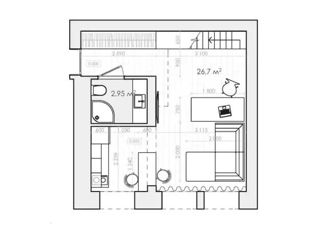 24平loft单身公寓,大立柱是户型缺陷,但难不倒设计师!