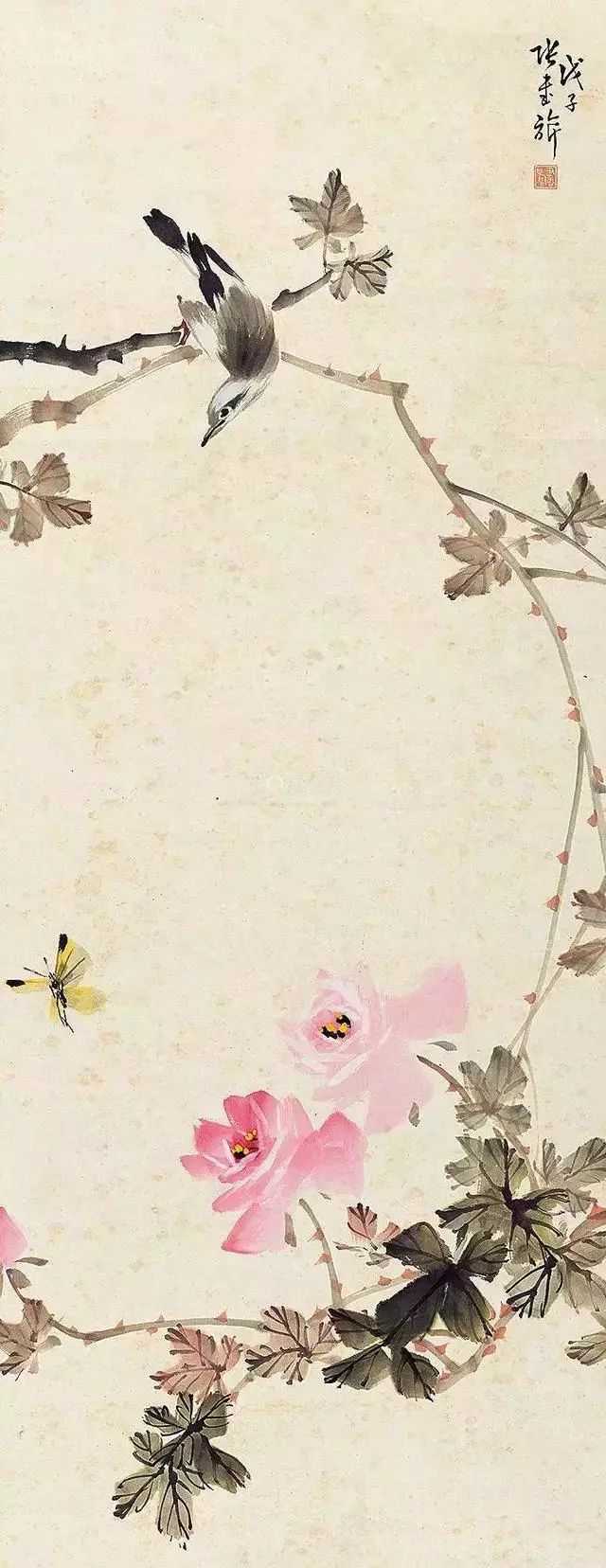 花鸟画大师张书旗画面留白才是真境界