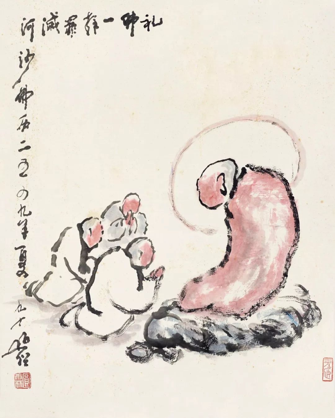 圆霖法师佛事之余每日坚持挥毫写字作画