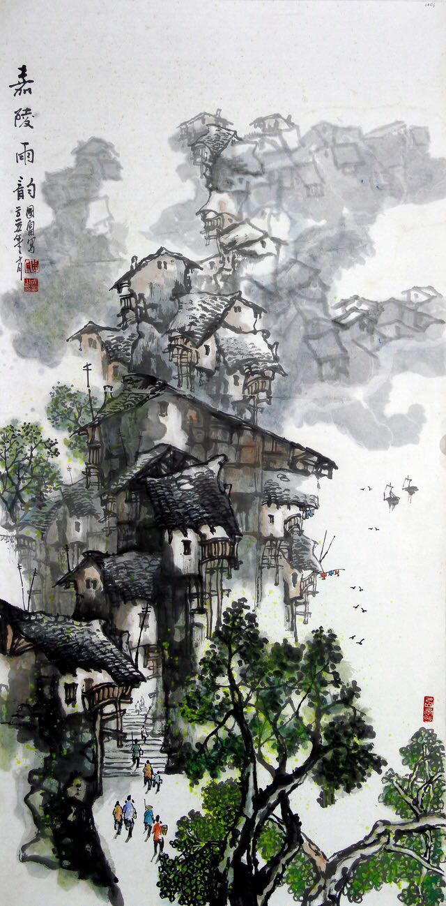 吊脚楼山水画家周国富:几千张作品再现山城吊脚楼记忆