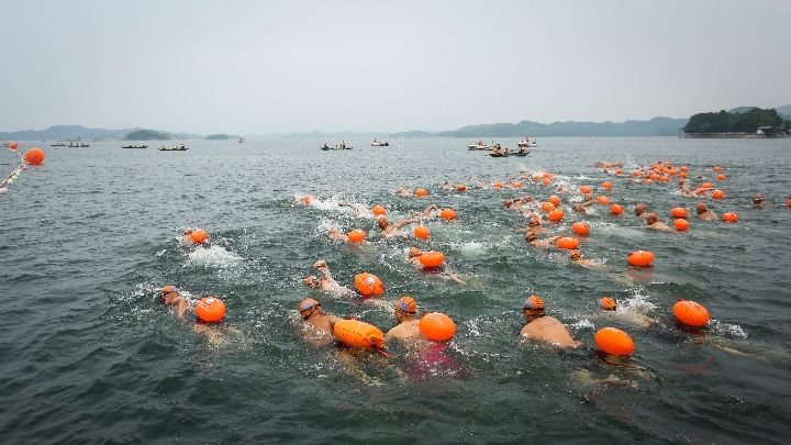 第五届花亭湖国际公开水域游泳赛举行