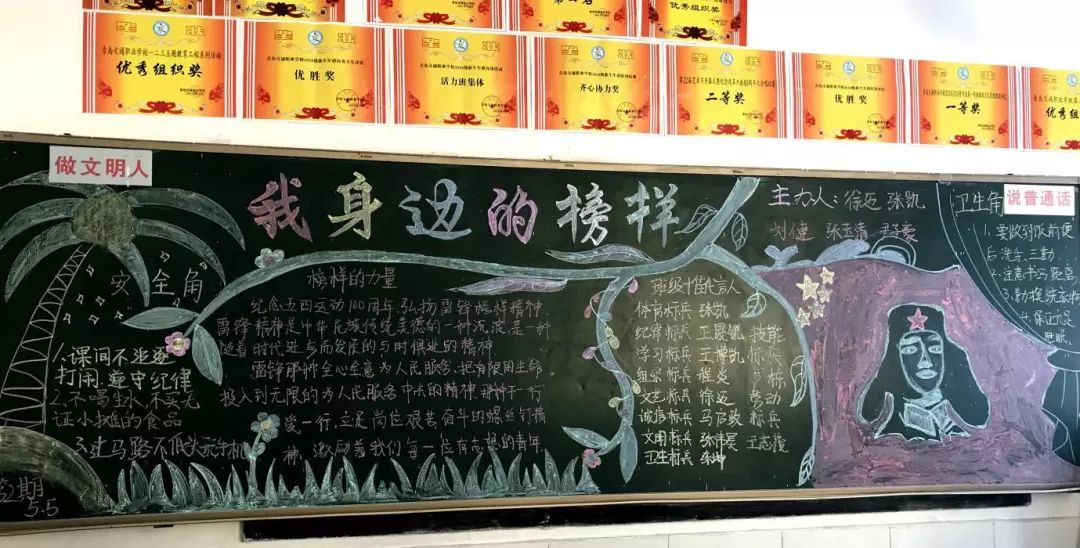 青岛交通职业学校2018—2019(2)第二期"我身边的榜样"黑板报评比