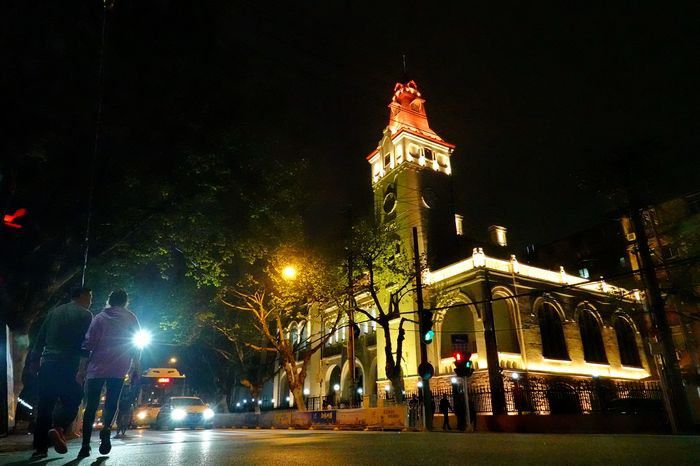 夜景迷人的武汉优秀历史建筑 原德租界工部局巡捕房旧址 _汉口